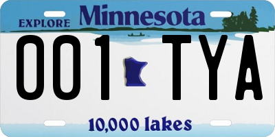 MN license plate 001TYA
