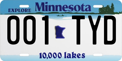 MN license plate 001TYD