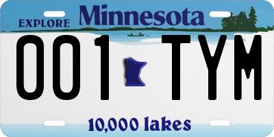 MN license plate 001TYM