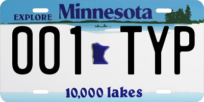 MN license plate 001TYP