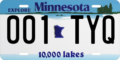 MN license plate 001TYQ