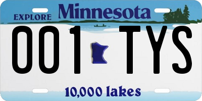 MN license plate 001TYS
