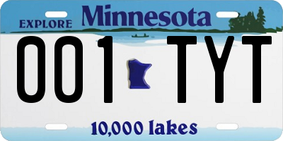 MN license plate 001TYT