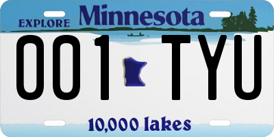 MN license plate 001TYU
