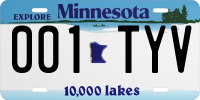 MN license plate 001TYV