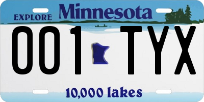 MN license plate 001TYX
