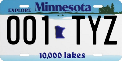 MN license plate 001TYZ