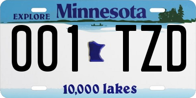 MN license plate 001TZD