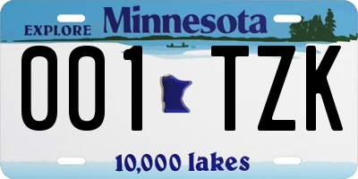 MN license plate 001TZK