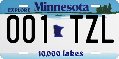MN license plate 001TZL