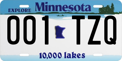 MN license plate 001TZQ