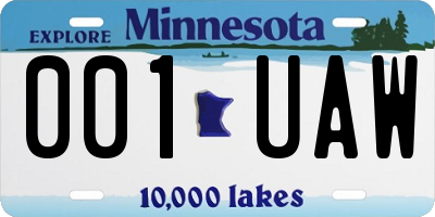 MN license plate 001UAW