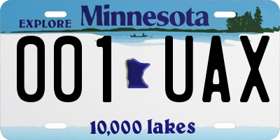 MN license plate 001UAX