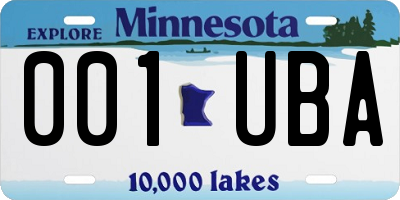 MN license plate 001UBA