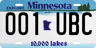 MN license plate 001UBC