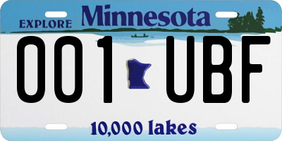 MN license plate 001UBF