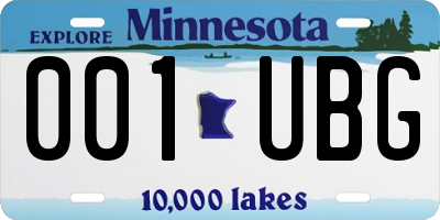MN license plate 001UBG