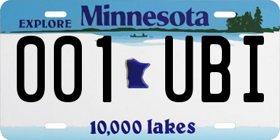 MN license plate 001UBI