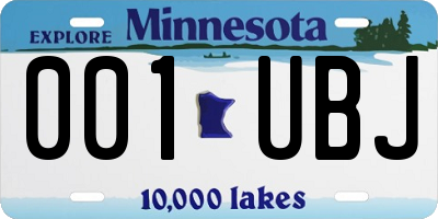MN license plate 001UBJ