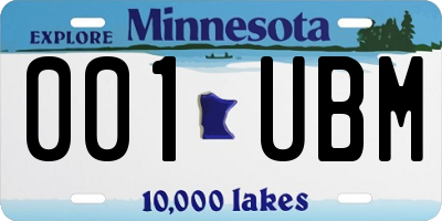 MN license plate 001UBM