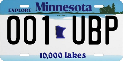 MN license plate 001UBP