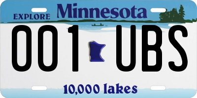 MN license plate 001UBS