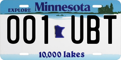 MN license plate 001UBT