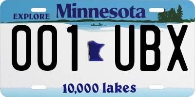MN license plate 001UBX
