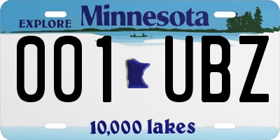 MN license plate 001UBZ