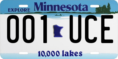 MN license plate 001UCE