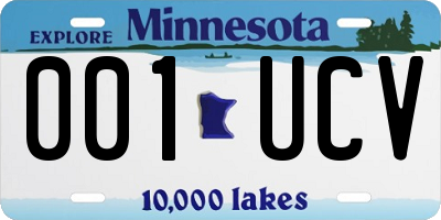 MN license plate 001UCV