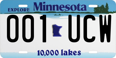 MN license plate 001UCW