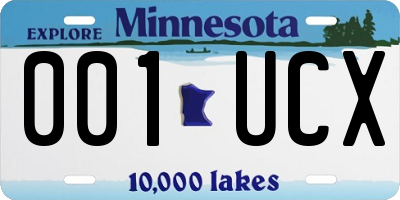 MN license plate 001UCX