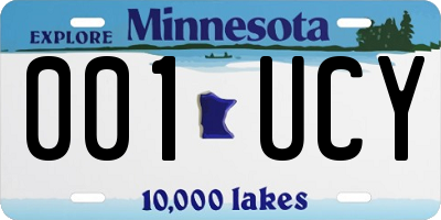 MN license plate 001UCY