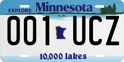 MN license plate 001UCZ