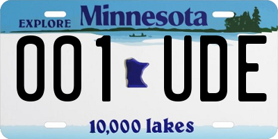 MN license plate 001UDE
