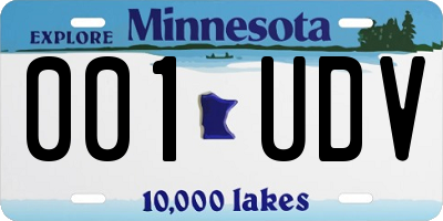 MN license plate 001UDV