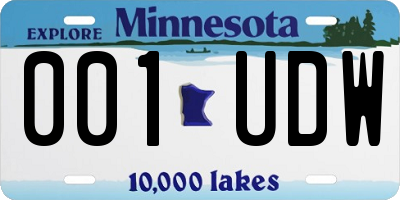 MN license plate 001UDW