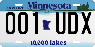 MN license plate 001UDX