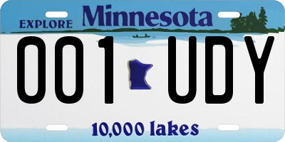 MN license plate 001UDY