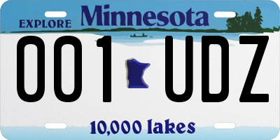 MN license plate 001UDZ