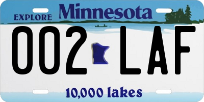 MN license plate 002LAF