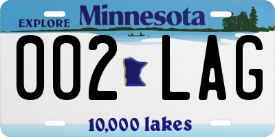 MN license plate 002LAG