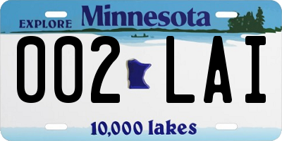 MN license plate 002LAI