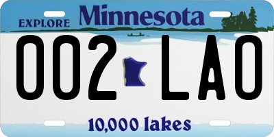 MN license plate 002LAO