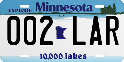 MN license plate 002LAR