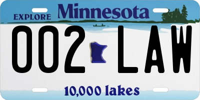 MN license plate 002LAW