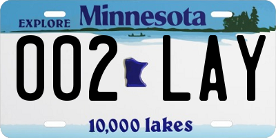 MN license plate 002LAY