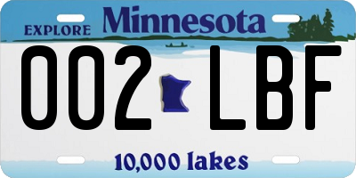 MN license plate 002LBF