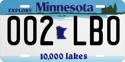 MN license plate 002LBO